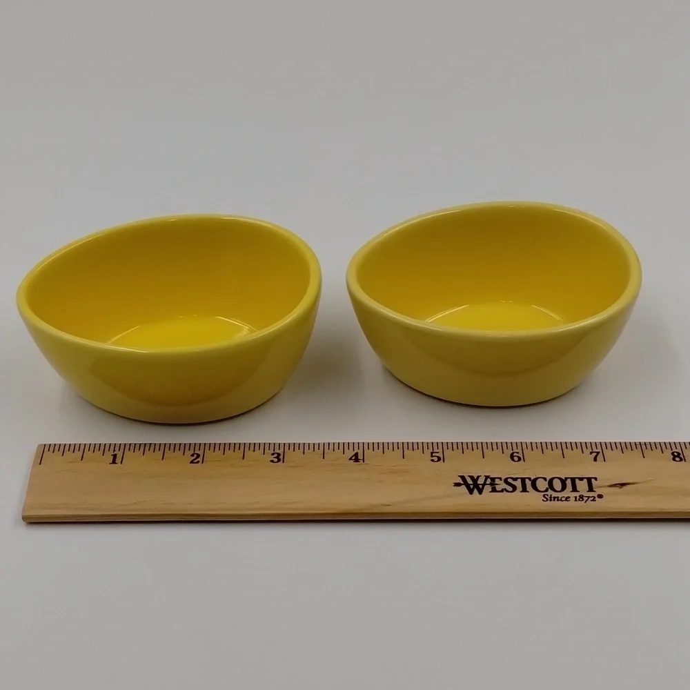 Crate & Barrel Egg Cups Easter Yellow Ceramic Small Cups